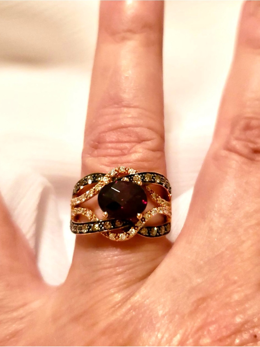 Levian Rose Gold Ring with raspberry Center Gemstone